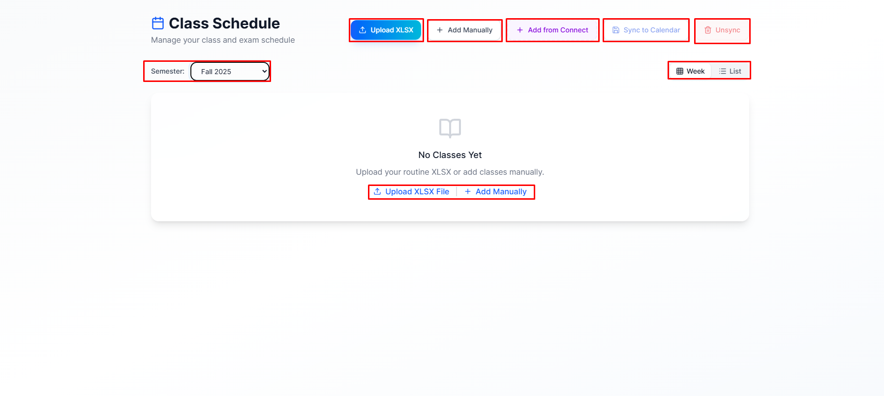 Schedule Screenshot